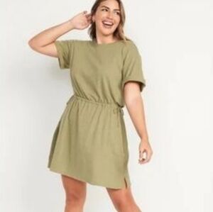 Olive Green Casual Dress 100% Cotton Old Navy Size L